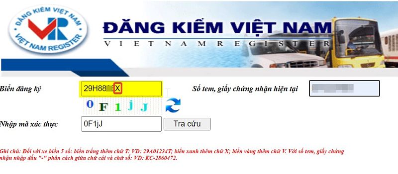 Truy cập vào website Cục Đăng kiểm Việt Nam để tra cứu biển số xe